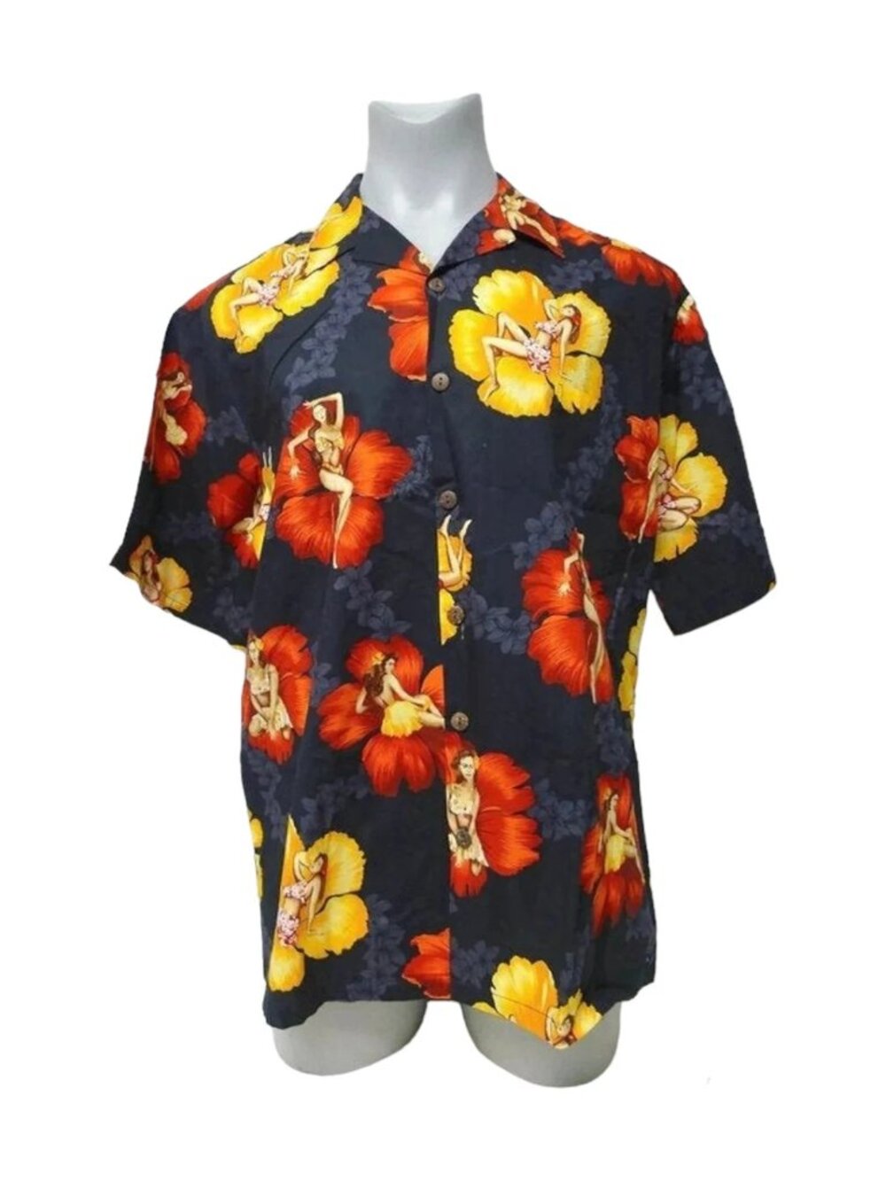 Hilo Hattie tropical flower Hawaiian shirt
